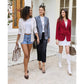 ⏳LAST DAY SALE 70% OFF✨🍂 Women's Casual Blazer Fitted Long Sleeve Work Office Suit Jacket with Flap Pockets