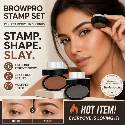 ✨Buy 1 Get 1 Free -ONLY ￡7.99!!🖌️50K+ Sold!!!🖤Eyebrow Stamp Powder Kit with Applicator Brush, One Press Perfect Brow Stamp, Waterproof Long Lasting 24H Wear Eyebrow Makeup for Lazy Daily Salon-Like Brows