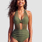 🎁Summer Hot Sale 50% OFF💥Women's High-Waisted Tummy Control Mesh Halter Bikini Set