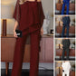 💋HOT SALE 49% OFF💋Loose and irregular Shoulder Ruffled Tiered Top and Pants Two Piece Set