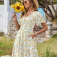 👗2026 Summer Hot Sale 50% OFF✨Women's Swing Floral Ruffle Short Sleeve A-line Shift Dress with Pockets🌸