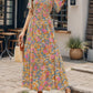 ⏰2026 Summer Hot Sale 50% OFF👗Women's Casual Floral Print Short Flutter Sleeve Smocked High Waist Flowy Maxi Dress