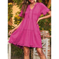 🔥Hot Sale 70% OFF🌈Women's V Neck Ruffle Casual A-Line Flowy Swing Shift Dress
