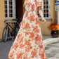 ⏰2026 Summer Hot Sale 50% OFF👗Women's Casual Floral Print Short Flutter Sleeve Smocked High Waist Flowy Maxi Dress