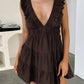 💃2026 Summer New Arrival 50% OFF💥Women's Deep V-Neck Sleeveless Ruffled Fitted Mini Dress