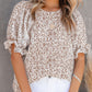 ⏰💥2026 Hot Sale 49% OFF👚Women's Crewneck Smocked Puff Sleeve Floral Print Blouse