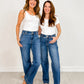 High Rise Double Button Wide Leg Jeans (Buy 2 Free Shipping)