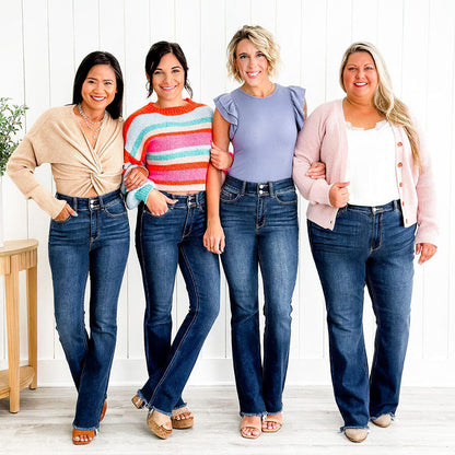 👖Black Friday Sale 49% OFF🔥Vintage Double Button Frayed Hem Bootcut Jeans