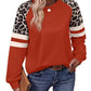 Women's Crewneck Long Sleeve Loose Cut Color Block Sweatshirts, Leopard Casual Tops with Cozy Softness