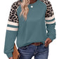 Women's Crewneck Long Sleeve Loose Cut Color Block Sweatshirts, Leopard Casual Tops with Cozy Softness