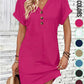 👗50% OFF NOW!⏰Women's Plain Button V Neck Tee Dress– Timeless solid colors & soft fabric – Perfect for work, brunch or summer days🌸