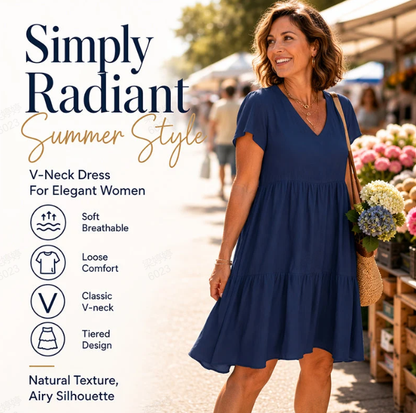 🎉Limited Sale 70% OFF⏳💝Women‘s V-neck Casual Dress With Short Sleeves