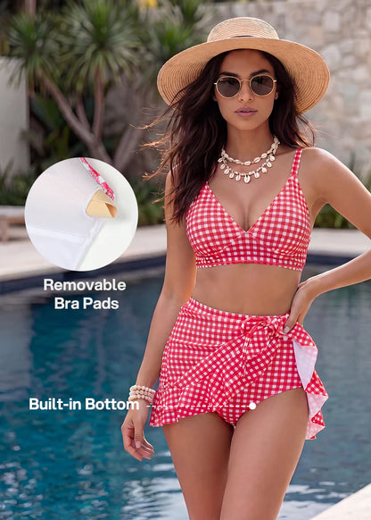 👙2026 New Type 50% OFF💥Women's Tummy Control High Waisted Gingham Bikini Set