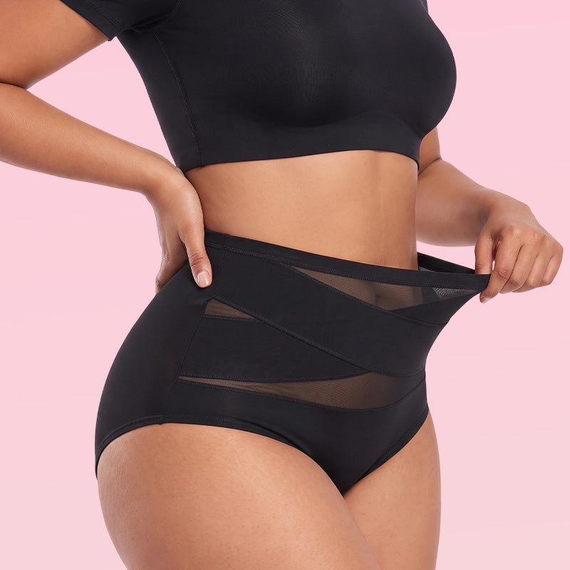 🌸Last Day-Buy 1 Get 3 Packs✨Plus-Size High-Waist Cross Tummy Control Panties👖