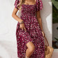 🌈2026 Summer Hot Sale 50% OFF!✨Square Neck Floral Midi Dress – Smocked Bodice, Flowy Tiered Skirt, Romantic🌸