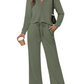 ⏰LAST DAY SALE 70% OFF👍✨Women's Two Piece Lounge Set Long Sleeve Top Wide Leg Pants