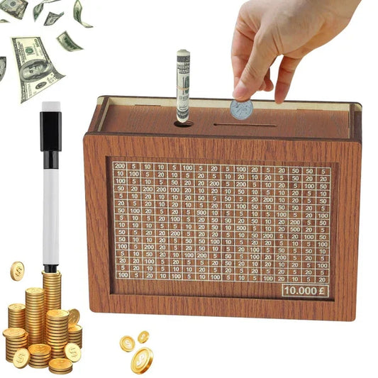 🎁Last Day Sale 70% OFF!!💸✨Wooden Lottery Ticket Game Board & Money Box with Counter