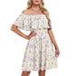 🌈2026 Summer Hot Sale 50% OFF!✨Women's Off the Shoulder Mini Dress - 🌸Floral Print, Casual Style, Summer Wear