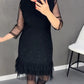 🔥Black Friday Promotion 49% OFF🔥Lace Sequin Hem Mesh Sheer Sleeve Mini Dress