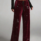 🛍️🍂LAST DAY SALE 70% OFF👍✨Women's Glitter Fashion Adjustable Drawstring Slimming Elastic Waist Straight-Leg Pants