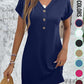 👗50% OFF NOW!⏰Women's Plain Button V Neck Tee Dress– Timeless solid colors & soft fabric – Perfect for work, brunch or summer days🌸