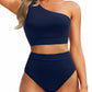💥Last Day Special Sale 49% OFF🩱One Shoulder High Waisted Bikini Sets Two Piece Swimsuit Tummy Control