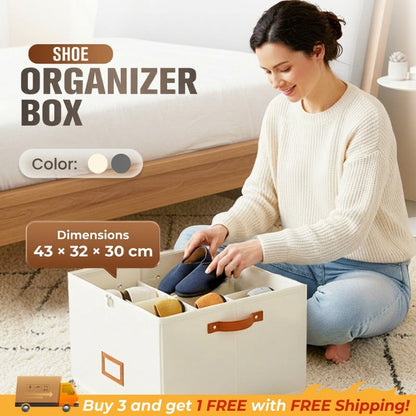 ⏰🎉2026 Hot Sale 70% OFF👟Fabric Shoe Organizer Storage Box – Foldable, Large Capacity, Dustproof & Breathable for Closet & Bedroom 🧺✨