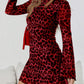 💃2026 New Arrivals 50% OFF🐆💥Women's Leopard Print Long Sleeve Slim Fit Dress👍 ✨Elegant Ruffle Hem Short Skirt, Bodycon Mesh Sleeves