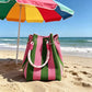 🏆👜 Limited Time Special Price ￡8.99!!✨Boho Striped Knit Bucket Handbag for Women – Handmade Summer Beach Shoulder Bag