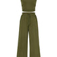 🔥2026 Hot Sale 70% OFF👚Women's Sleeveless Cropped Top Elastic Waist Wide Leg Pants 2 Piece Set