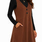 Women 2‑Piece Set Long‑Sleeve Top & Pinafore Dress With Pockets