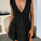 💃2026 Summer New Arrival 50% OFF💥Women's Deep V-Neck Sleeveless Ruffled Fitted Mini Dress