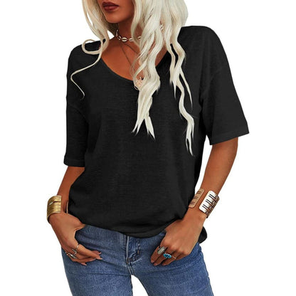 💖✨This Week's Special Price ￡10.99🌸Women's Solid Color V-Neck T-shirt