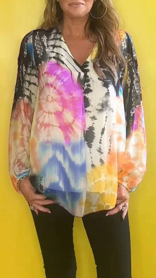 💗Hot Sale-49% OFF🔥Women's Round Neck Tie-dye Loose Top