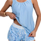 🩱Last Day Sale 50% OFF💃Women's Modest Two Piece Bathing Suit Scoop Neck Tankini Swimsuit