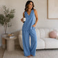 🏖️Summer Hot Sale 50% OFF💃Elegant Women's Halter V-Neck Sleeveless Top & Wide Leg Pants 2 Piece Set