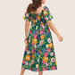 ⏰🌈Summer Hot Sale 70% OFF💃Floral Smocked Square Neck Midi Dress with Pockets