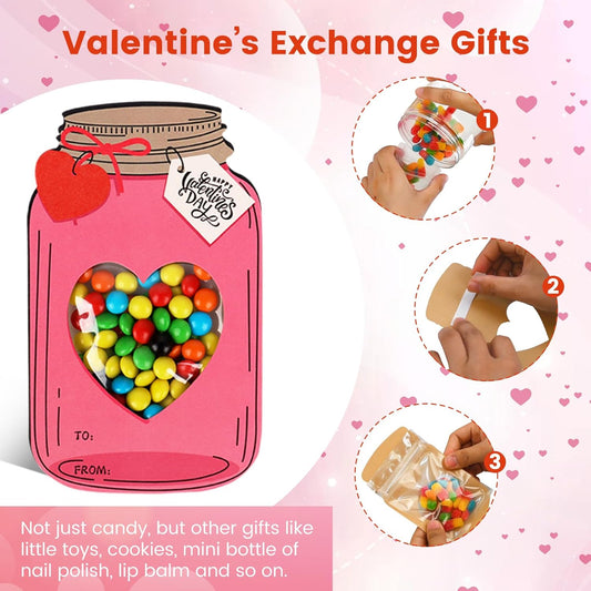 🔥Valentines Day Sale 50% OFF - 💖Mason Jar Happy Valentines Day Cards🍬