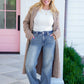 High Rise Double Button Wide Leg Jeans (Buy 2 Free Shipping)