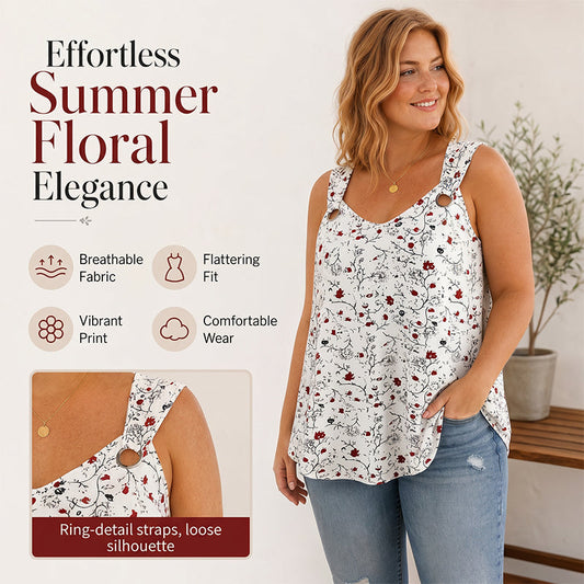 🏖️Summer Hot Sale 60% OFF🏝️🌸Women's Floral Print Tank Top – Chic V-Neck & Flowy Fit – Summer Wardrobe Essential🌞
