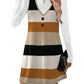 Women 2‑Piece Set Long‑Sleeve Top & Pinafore Dress With Pockets