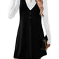 Women 2‑Piece Set Long‑Sleeve Top & Pinafore Dress With Pockets