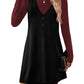 Women 2‑Piece Set Long‑Sleeve Top & Pinafore Dress With Pockets