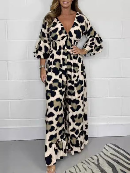 🔥Hot Sale 49% Off🍃Leopard print V-neck jumpsuit