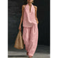 🏖️Summer Hot Sale 50% OFF💃Elegant Women's Halter V-Neck Sleeveless Top & Wide Leg Pants 2 Piece Set