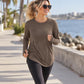 💖2026 Autumn’s Sale 70% OFF✨🍂Women's Casual Crewneck Long Sleeve Top With Thumb Holes and Curved Hem