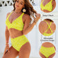 Women Embroidery Print High Waisted Bikini Sets V Neck Tummy Control Bathing Suit Two Piece Curvy Swimsuits