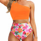 💥Last Day Special Sale 49% OFF🩱One Shoulder High Waisted Bikini Sets Two Piece Swimsuit Tummy Control