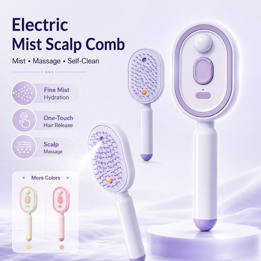 💖LAST DAY SALE ONLY ￡14.99!!💖ProGlide™🇬🇧 Scalp Massager Comb💆‍♀️– Self-Cleaning 🧼, Tangle-Free ✂️ & Frizz-Control Hair Brush with Soothing Mist Spray 💨✨ | Perfect for Dry, Brittle Hair 💧🌟