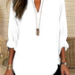 👍LAST DAY SALE 50% OFF🌹Women's Plain Notched Neck Drop Shoulder Blouse Shirts, Casual Long Sleeve Top